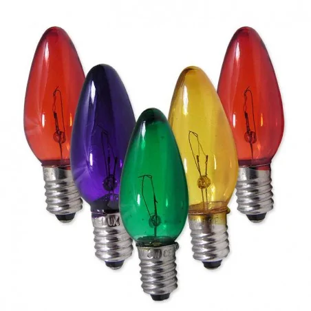 Oswietlenie-choinkowe - komplet 5 żarówek choinkowych 15v 5w z trzonkiem e10 rum lux 
