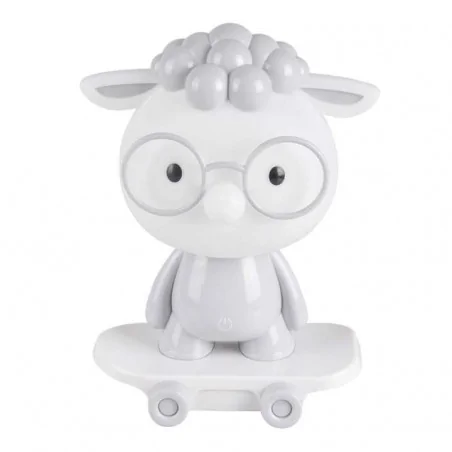 Oswietlenie-do-pokoju-dzieciecego - lampka nocna led dla dziecka owieczka na deskorolce szary/biały 2,5w 314802 polux 