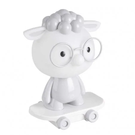 Oswietlenie-do-pokoju-dzieciecego - lampka nocna led dla dziecka owieczka na deskorolce szary/biały 2,5w 314802 polux 