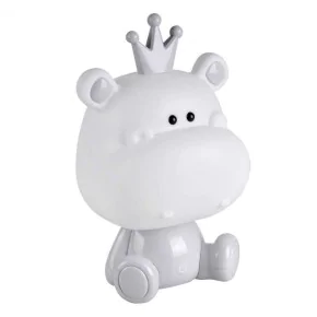 Oswietlenie-do-pokoju-dzieciecego - dziecięca lampka nocna led hipopotam szary/biały 3 stopnie jasności 2,5w 314765 polux