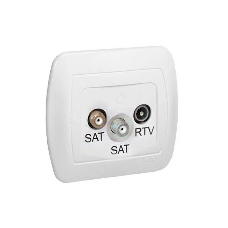 Gniazda-antenowe - białe gniazdo antenowe sat-sat-rtv satelitarne podwójne azar+sat3.1-p2/11 simon akord kontakt-simon 
