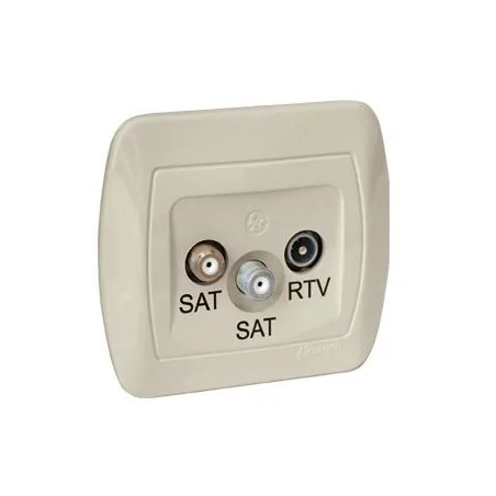 Gniazda-antenowe - beżowe gniazdo antenowe sat-sat-rtv satelitarne podwójne  azar+sat3.1-p2/12 simon akord kontakt-simon 