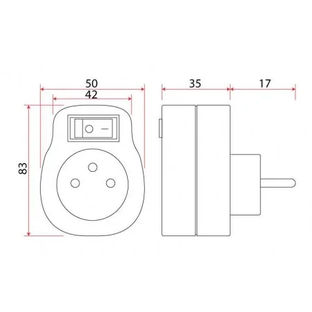 Rozgalezniki - złodziejka z jednym gniazdem i wyłącznikiem z-7 rum-lux 