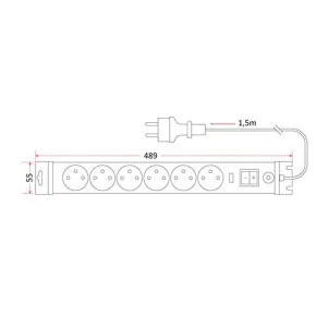 Listwy-zasilajace - czarna listwa zasilająca z wyłącznikiem i zabezpieczeniem 6 gniazd z/u 1,5m rum-lux 