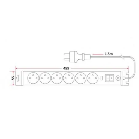 Listwy-zasilajace - czarna listwa zasilająca z wyłącznikiem i zabezpieczeniem 6 gniazd z/u 1,5m rum-lux 