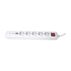 Listwy-zasilajace - listwa zasilająca na 5 gniazd z ładowarką 2xusb 1,5m rum-lux 