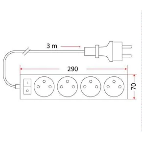 Przedluzacze-elektryczne - listwa zasilająca budowlana 4 gniazda z wyłącznikiem 3m pb/4-3-3	rum-lux 