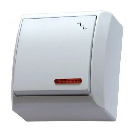 Wylaczniki-schodowe - biały mechanizm włącznika natynkowego schodowego z podświetleniem łn-3bs/00 bis ospel 