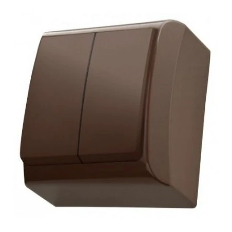 Wylaczniki-podwojne - włącznik natynkowy dwugrupowy świecznikowy brązowy łn-2b bis ospel 