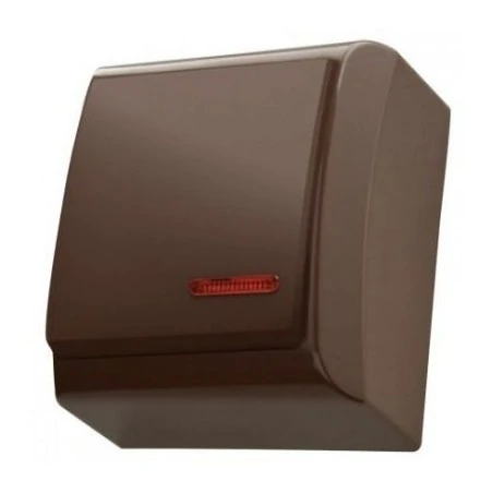 Wylaczniki-jednobiegunowe - brązowy włącznik światła z podświetleniem natynkowy łn-1bs/24 bis ospel 