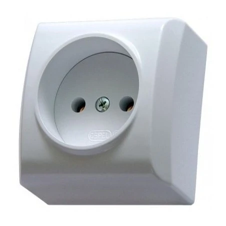 Gniazda-elektryczne - białe pojedyncze gniazdo natynkowe bez uziemienia ospel bis gn-1b/00 