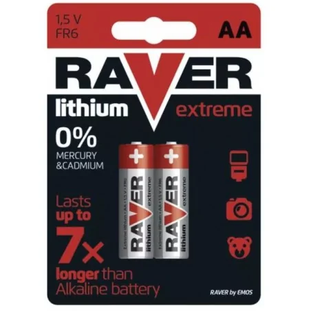Baterie - bateria litowa raver lithium aa (fr6) blister 2 emos - 1321212000 