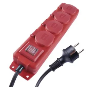 Przedluzacze-elektryczne - przedłużacz z wyłącznikiem 4 gniazda 3m 1,5mm ip44 guma czerwony p14131 emos - 1902340301 