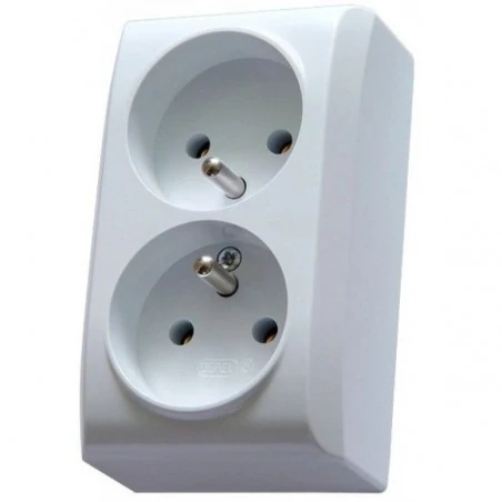 Gniazda-elektryczne - białe gniazdo natynkowe podwójne z uziemieniem ospel bis gn-2bz/00 