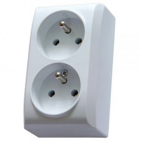 Gniazda-elektryczne - gn-2bc/00 gniazdo podwójne z uziemieniem z niezamiennością faz białe bis ospel 