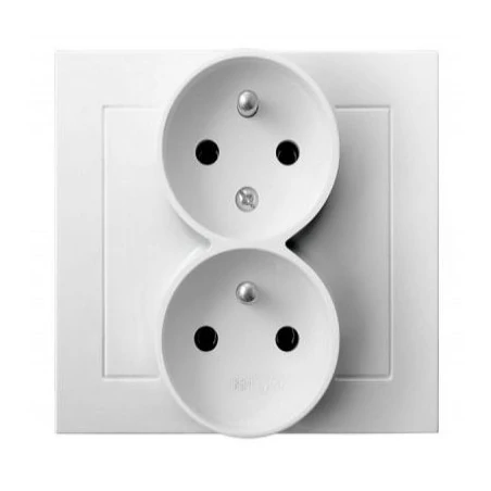 Gniazda-elektryczne - białe gniazdo podwójne z uziemieniem z funkcją niezmienności faz gp-2wc/00 kier ospel 