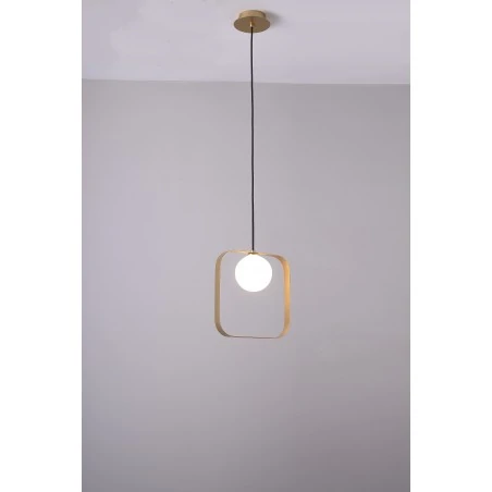 Lampy-sufitowe - lampa wisząca złota o kwadratowym kloszu 1x28w g9 tula 50101073 ledea 