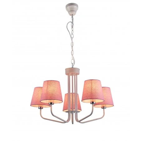 Lampy-sufitowe - różowy żyrandol na pięć żarówek e14 york ledea 50205094 candellux 