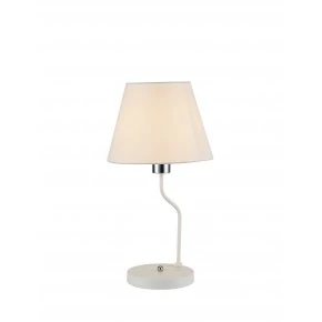 Lampki-nocne - biała lampka stołowa tkaninowo - metalowa 1x60w e14 york 50501101 ledea 