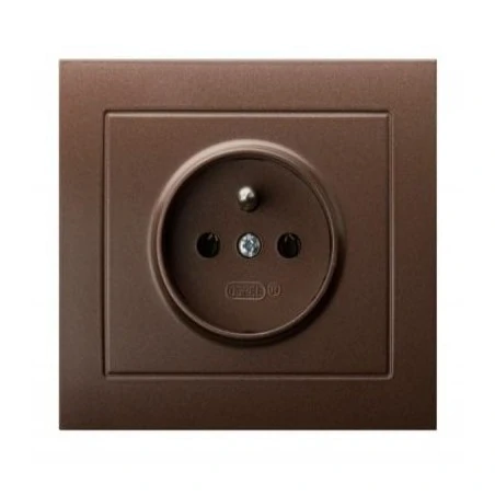 Gniazda-elektryczne - brązowe gniazdo pojedyncze z uziemieniem gp-1wz/52 kier ospel 