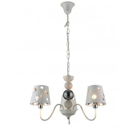 Lampy-sufitowe - nowoczesny żyrandol biały z dodatkami chromu 3x60w e14 batley 50203109 ledea 