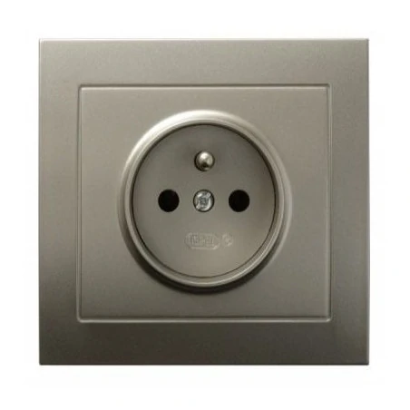 Gniazda-elektryczne - satynowe gniazdo pojedyncze z uziemieniem gp-1wz/45 kier ospel 