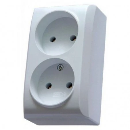 Gniazda-elektryczne - bis ospel gn-2b/00 białe gniazdo podwójne natynkowe bez uziemienia 