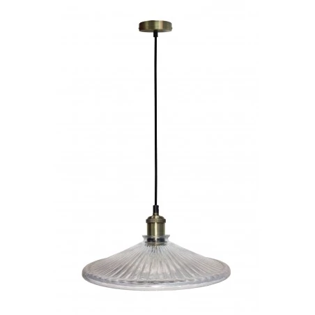 Lampy-sufitowe - lampa wisząca bezbarwne szło z elementem patynowym 1x40w e27 chester 50101272 ledea 