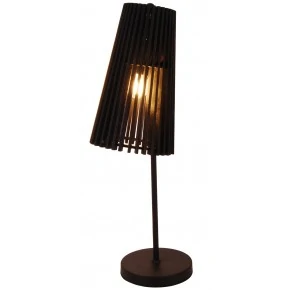 Lampki-nocne - lampa stołowa czarna - naturalne drewno 1x40w e27 osaka 50501032 ledea 