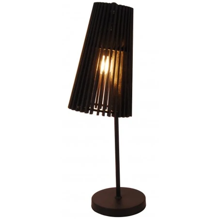 Lampki-nocne - lampa stołowa czarna - naturalne drewno 1x40w e27 osaka 50501032 ledea 