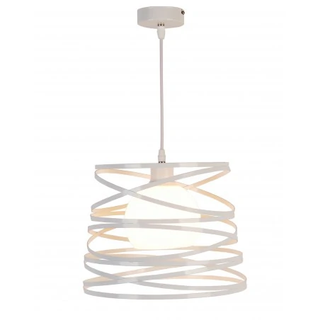 Lampy-sufitowe - lampa wisząca biała metalowo-szklana 1xe27 akita 50101042 candellux 