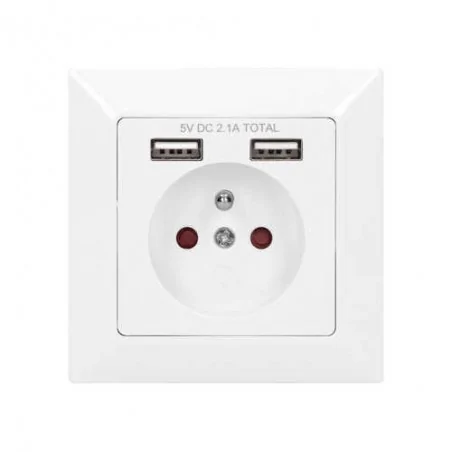 Gniazda-pojedyncze-podtynkowe - gniazdo pojedyncze z/u z dwoma wejściami usb białe or-ae-13140 orno 