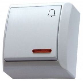   Biały przycisk dzwonkowy z podświetleniem natynkowy OSPEL BIS ŁN-6BS/00 