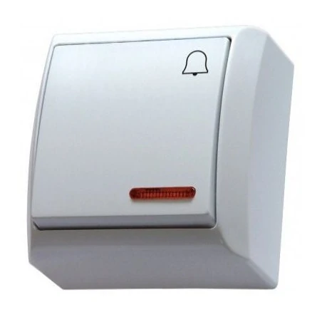 Wlaczniki-i-przyciski-dzwonkowe - biały przycisk dzwonkowy z podświetleniem natynkowy ospel bis łn-6bs/00 