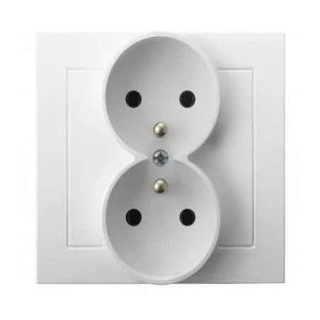 Gniazda-elektryczne - białe gniazdo podwójne z uziemieniem gp-2wz/00 kier ospel 