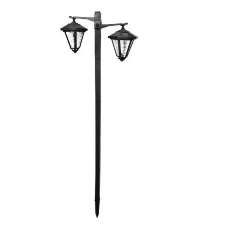 Lampy-solarne - podwójna lampa solarna do ogrodu latarnia czarna 6000k ip44 evera 315335 polux 
