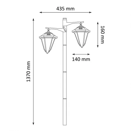 Lampy-solarne - podwójna lampa solarna do ogrodu latarnia czarna 6000k ip44 evera 315335 polux 