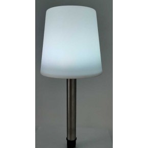 Lampy-solarne - lampka solarna do ogrodu biała z chromowaną nóżką ip44 rumba led 315892 polux 