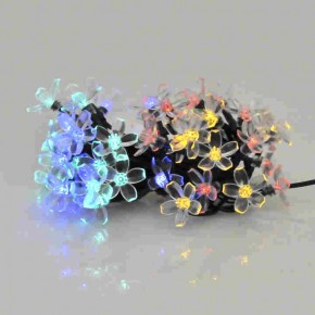 Lampy-ogrodowe-wiszace - łańcuch solarny do ogrodu kwiatuszki 50 led flower polux 