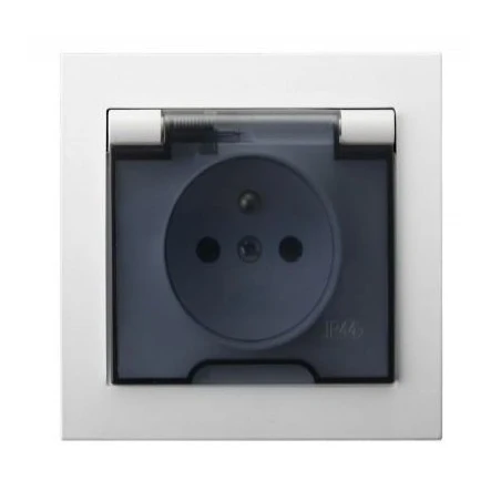 Gniazda-elektryczne - białe gniazdo hermetyczne ip44 z klapką i uziemieniem gph-1wz/00/d kier ospel 