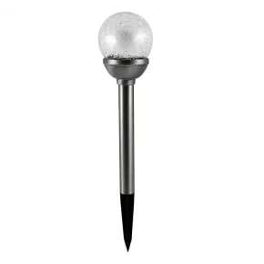 Lampy-solarne - lampka solarna wbijana ogrodowa popękana kula kolorowe światło rgb 8cm 207630 polux 