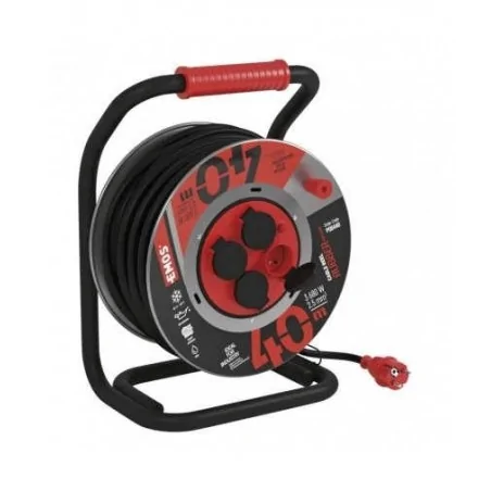 Przedluzacze-bebnowe - przedłużacz zwijany guma/neopren 4 gniazda, 3x2,5, 40m metal emos - 1908544000 