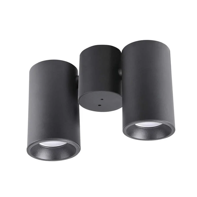 Kinkiety-do-salonu - oprawa natynkowa czarna podwójna regulowana 2xgu10 hobro polux firmy POLUX GOLDLUX 