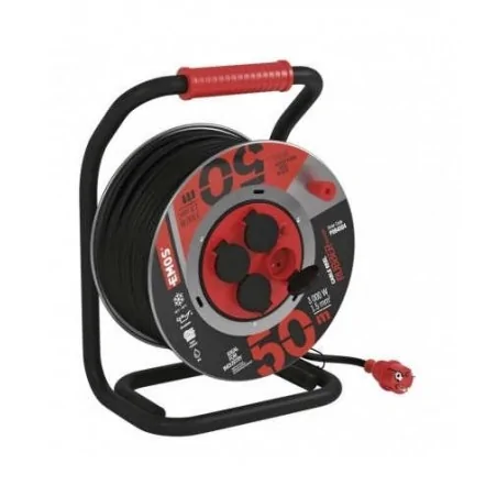 Przedluzacze-bebnowe - przedłużacz zwijany guma/neopren 4 gniazda, 3x1,5, 50m metal emos - 1908445000 