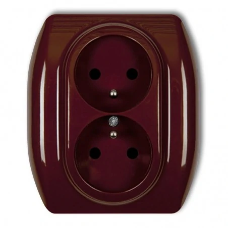 Gniazda-elektryczne - brązowe gniazdo podwójne z uziemieniem 4gp-2z trend karlik 