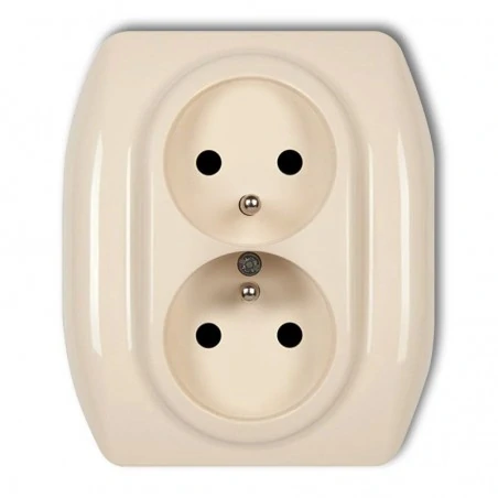 Gniazda-elektryczne - beżowe  gniazdo podwójne z uziemieniem 1gp-2z trend karlik 