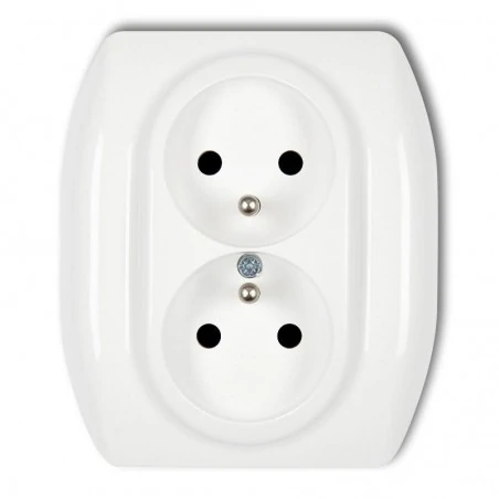 Gniazda-elektryczne - białe gniazdo podwójne z uziemieniem gp-2z trend karlik 