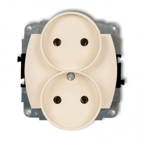 Gniazda-elektryczne - 1gpr-2 gniazdko beżowe podwójne bez uziemienia i ramki trend karlik 