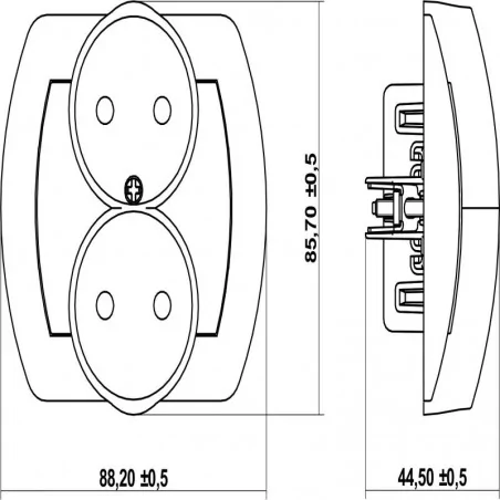 Gniazda-elektryczne - 1gpr-2 gniazdko beżowe podwójne bez uziemienia i ramki trend karlik 