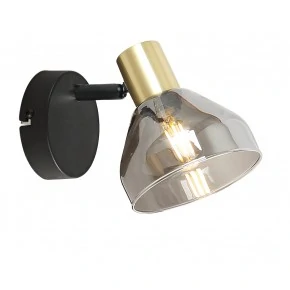 Kinkiety-do-salonu - szklany kinkiet czarny - złoty z dymionym kloszem 1x40w e14 gregory 21-76724 candellux 